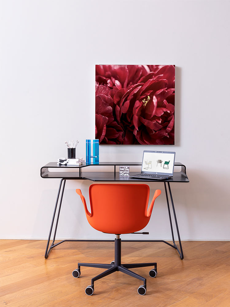 Modern study table design with red chair - Beautiful Homes