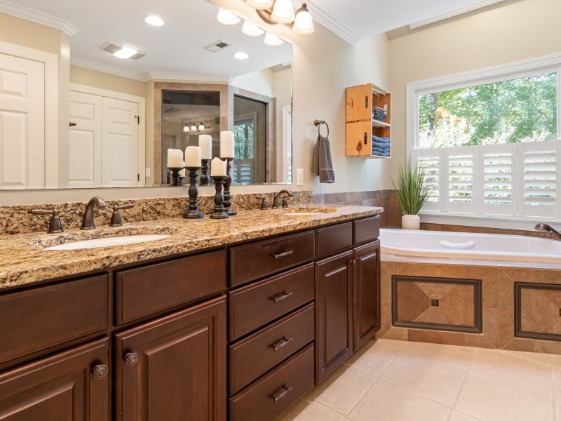 Wooden bathroom vanity countertop for vintage bathroom design - Beautiful Homes