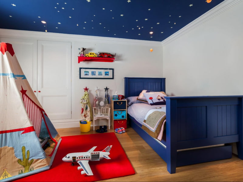 Space-themed modern childrens bedroom ceiling design - Beautiful Homes Space-themed modern childrens bedroom ceiling design - Beautiful Homes