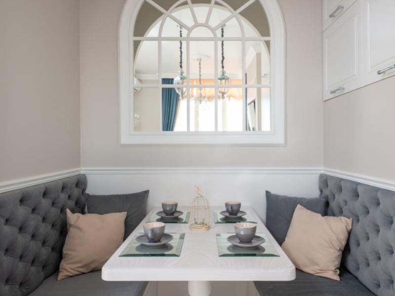 Dining room wall with window design - Beautiful Homes