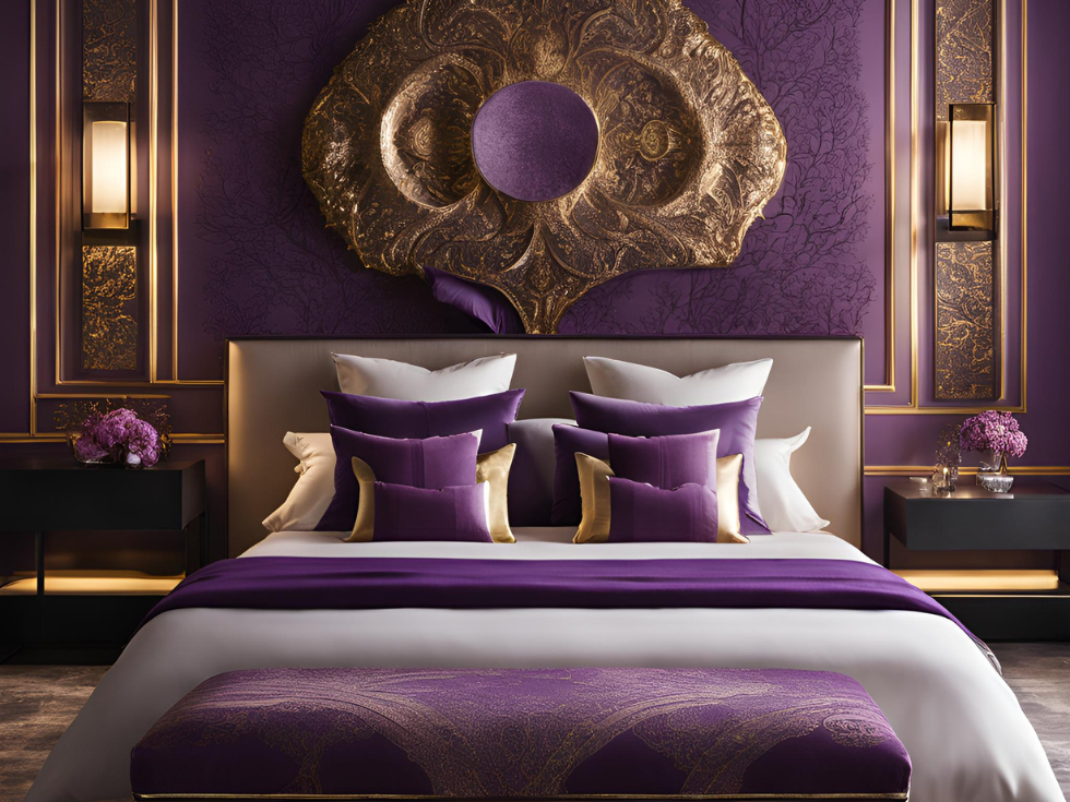 Purple And Gold Combination For Bedroom - Beautiful Homes