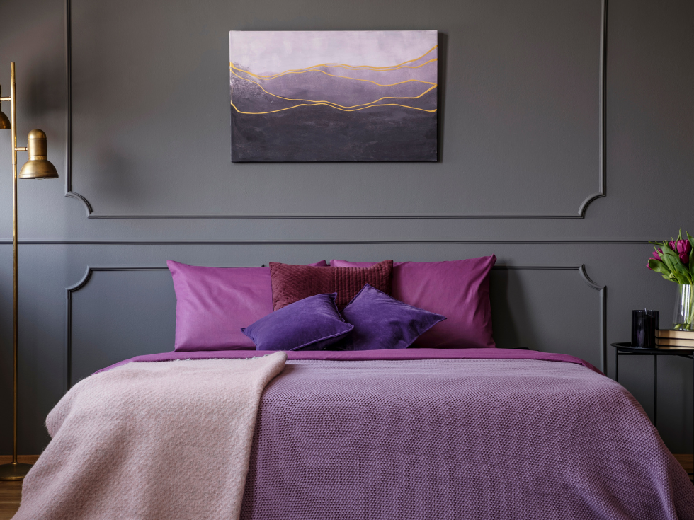 Purple And Grey Combination For Bedroom - Beautiful Homes