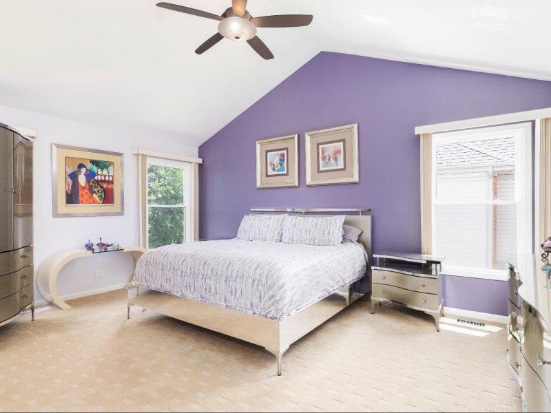 White & purple colour combinations for the bedroom interiors - Beautiful Homes