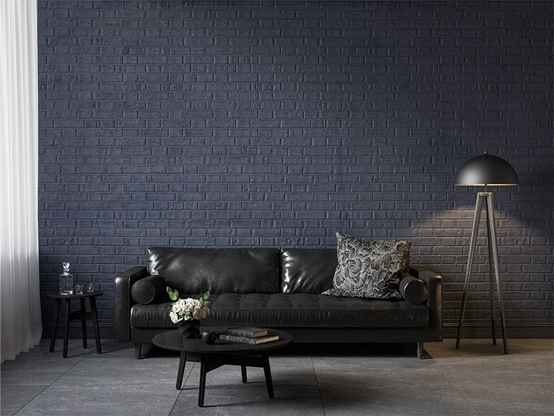 Bold coloured brick wall design for your living room interiors - Beautiful Homes