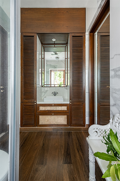 Wooden wash basin vanity with mirror - Beautiful Homes