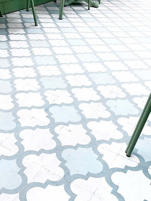 Patterned blue colour Athangudi tiles for flooring - Beautiful Homes