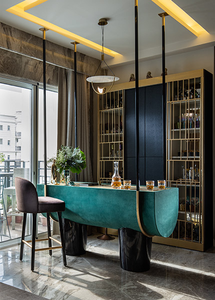 Modern bar counter for home with ceiling lights - Beautiful Homes