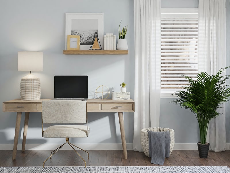 Recessed lighting for study table with indoor plants - Beautiful Homes