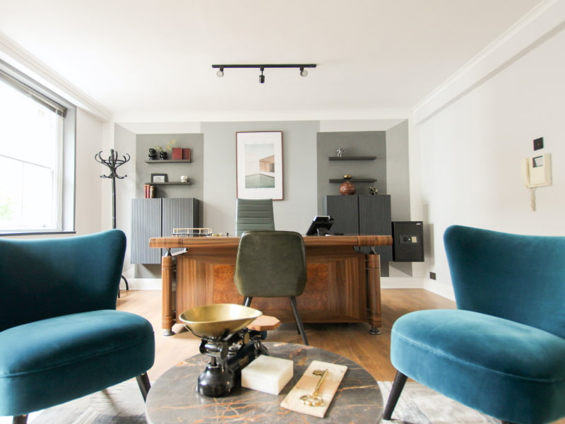 Track lights for study room & wooden table - Beautiful Homes