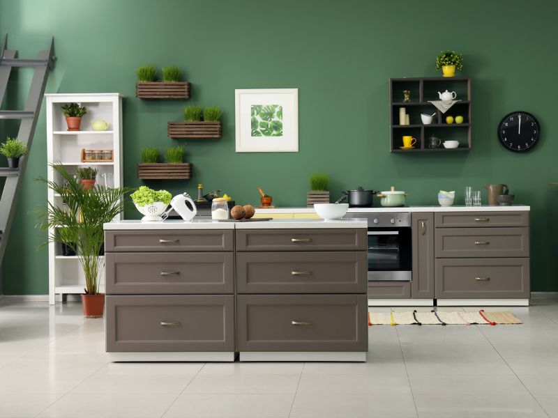 Green kitchen paint colour ideas for your modular kitchen - Beautiful Homes