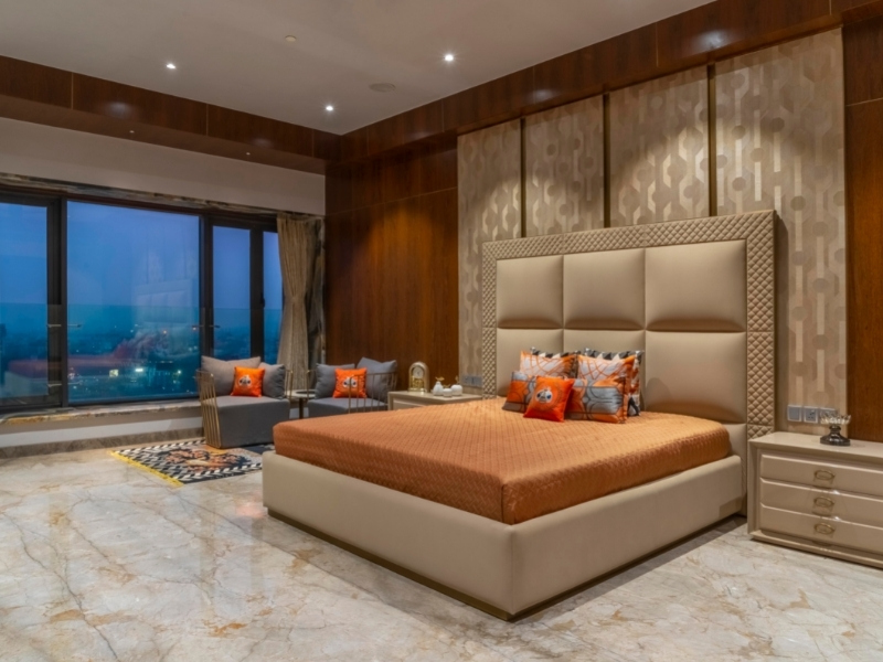 Orange guest room wall painting - Beautiful Homes