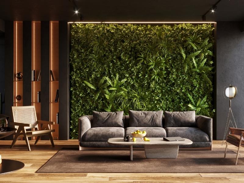 Modern vertical garden wall design in a luxurious living room - Beautiful Homes