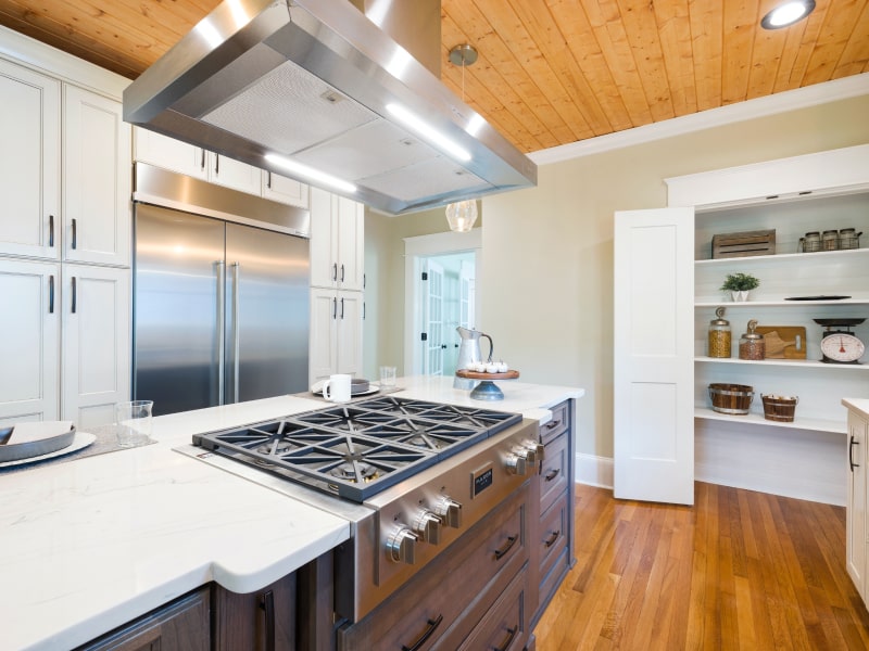 Fall ceiling design for kitchen with kitchen island - Beautiful Homes