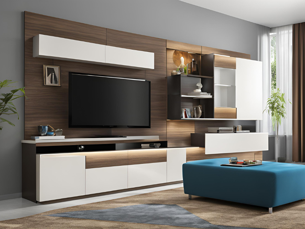 Contemporary sunmica design for TV unit- Beautiful Homes