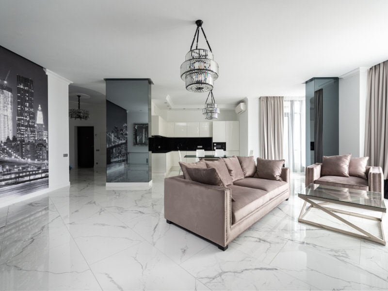 Marble floor tiles for living room design - Beautiful Homes