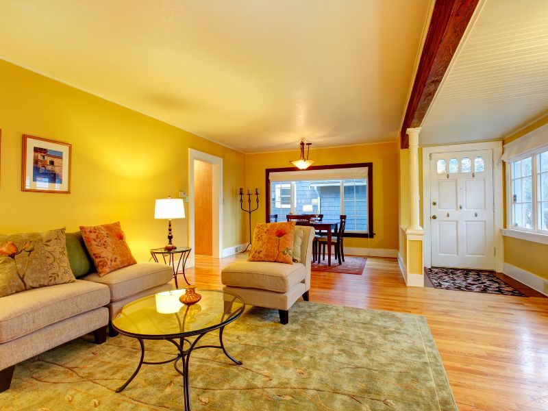 Yellow wall colour combination for the living room walls - Beautiful Homes