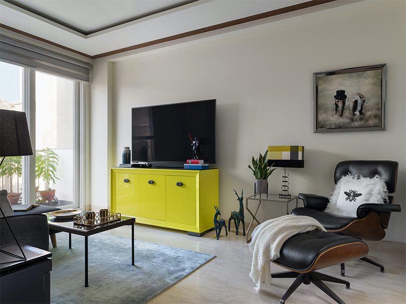 Yellow TV panel for bedroom - Beautiful Homes