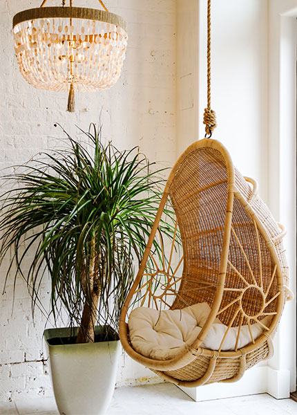 Single seater cane hanging swing in home - Beautiful Homes Single seater cane hanging swing in home - Beautiful Homes