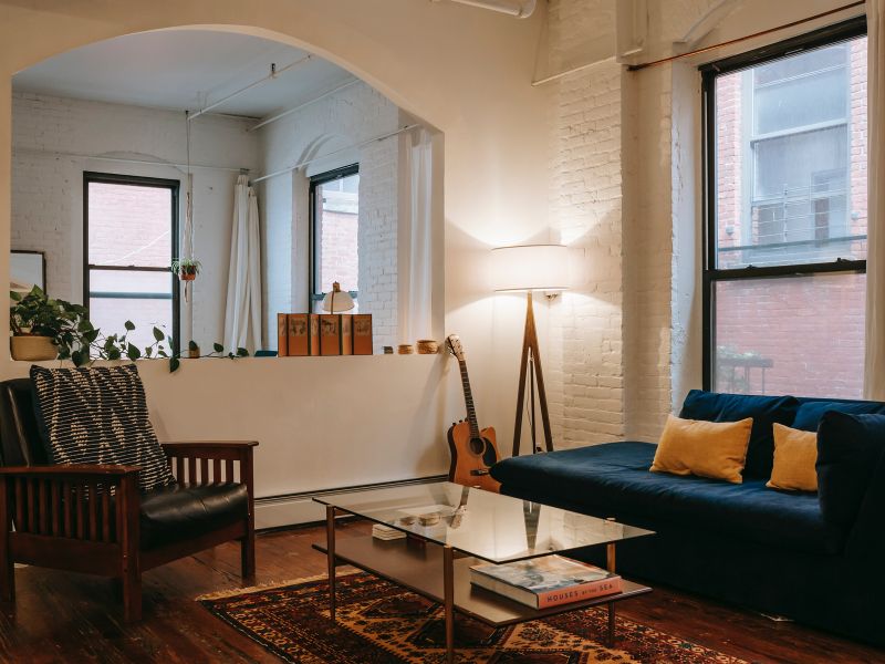 White wall window between living & dining room design - Beautiful Homes