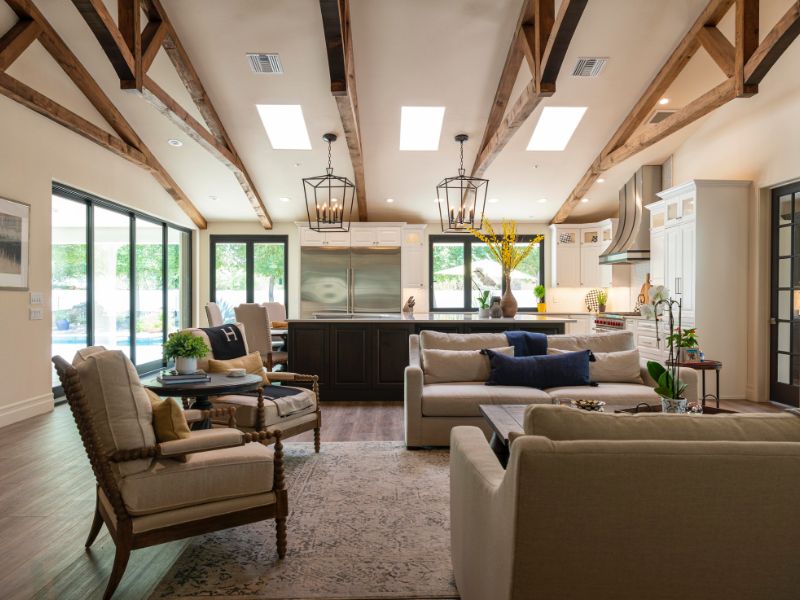 Exposed ceiling design with wooden panels for your home design - Beautiful Homes