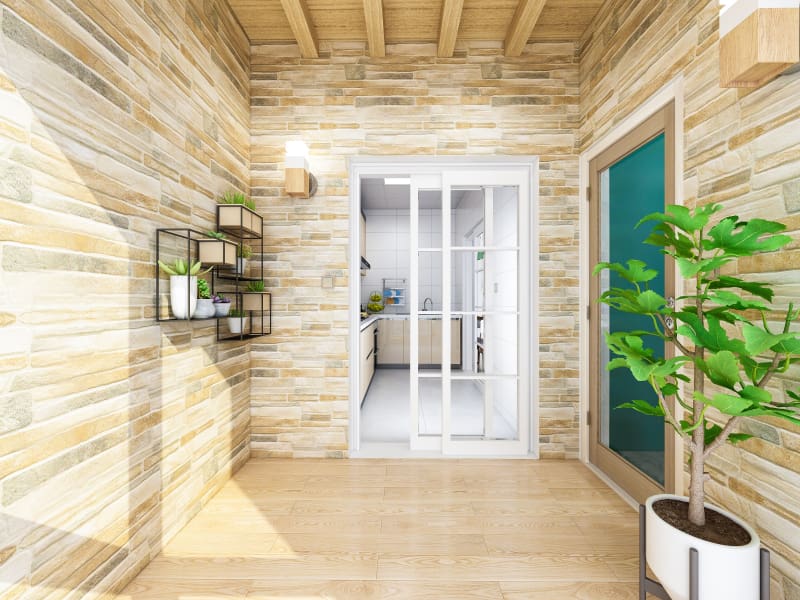 Balcony design with grid ceiling ideas - Beautiful Homes