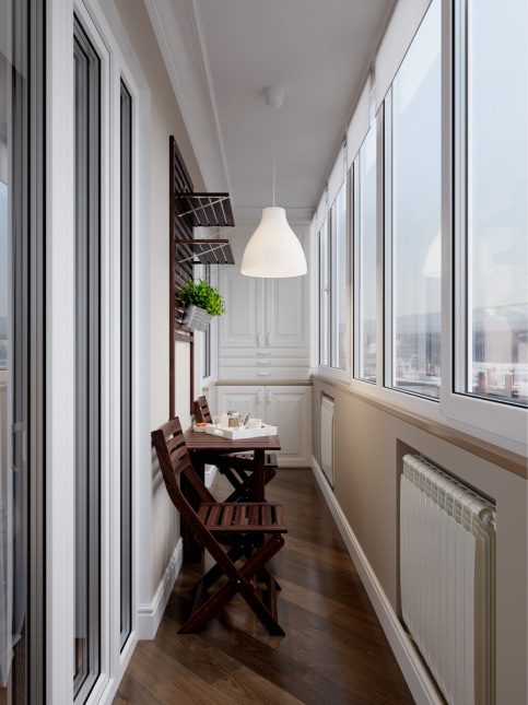 Small balcony ceiling design with hanging lights - Beautiful Homes