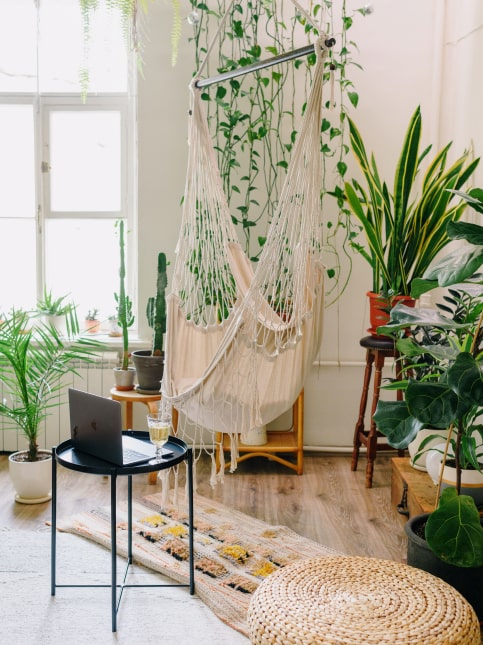 A cozy hammock for your zoom background meetings - Beautiful Homes