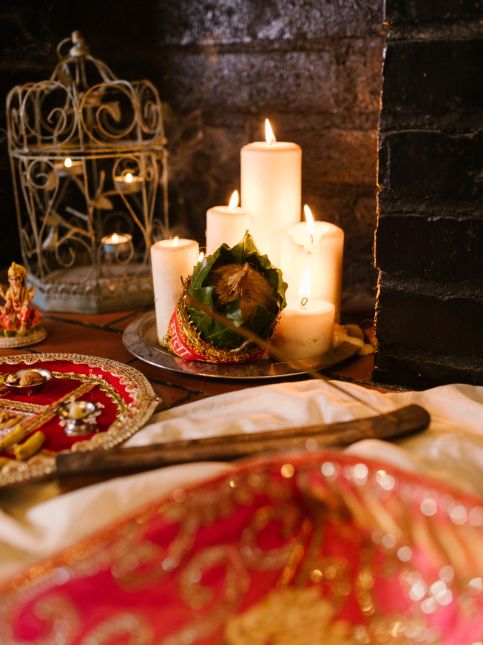 Ornate backdrop for pooja ghar decoration - Beautiful Homes