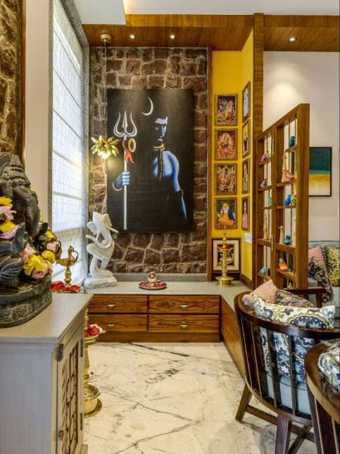 Space saving small open temple design in apartment with a wall niche - Beautiful Homes