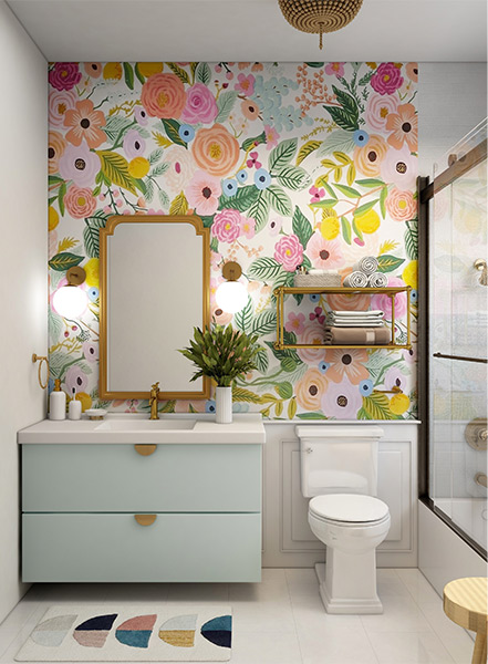 Floral wallpaper for your bathroom makeover ideas - Beautiful Homes