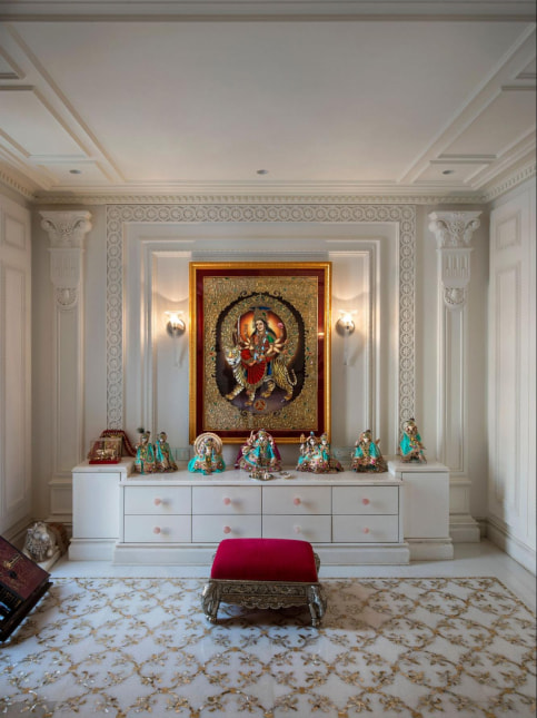 Traditional Pooja room with cabinets- Beautiful homes