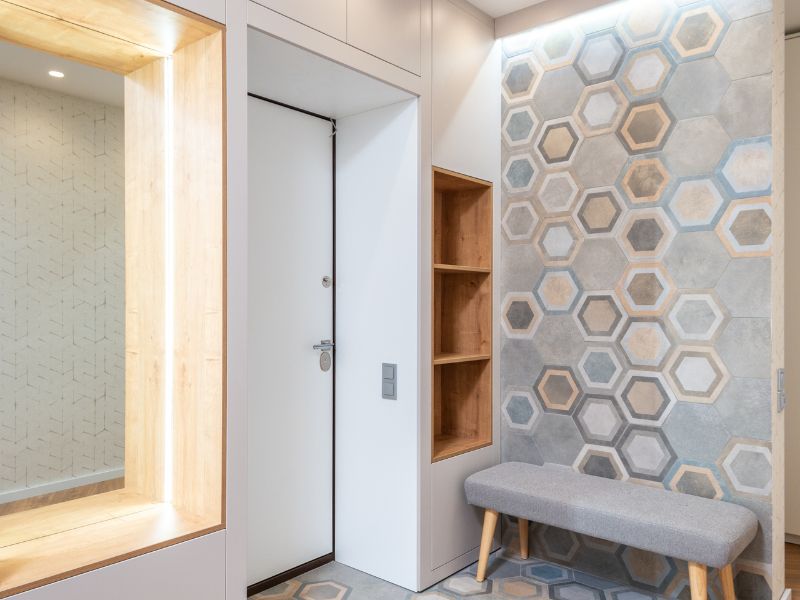 Honey comb wall tiles for your living room - Beautiful Homes