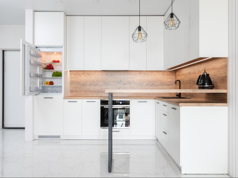 Wooden tiles wall design for the kitchen backsplash - Beautiful Homes