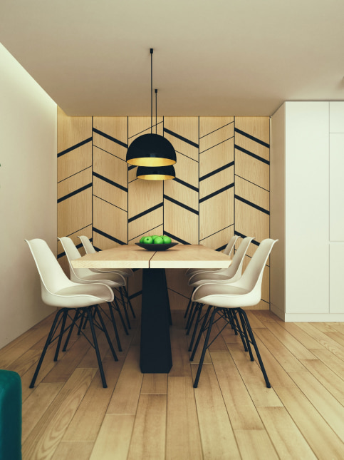 Dining room wallpaper design with geometric patterns - Beautiful Homes