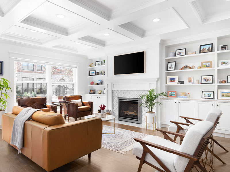 Go All White with Modern Coffered Ceiling Designs - Beautiful Homes