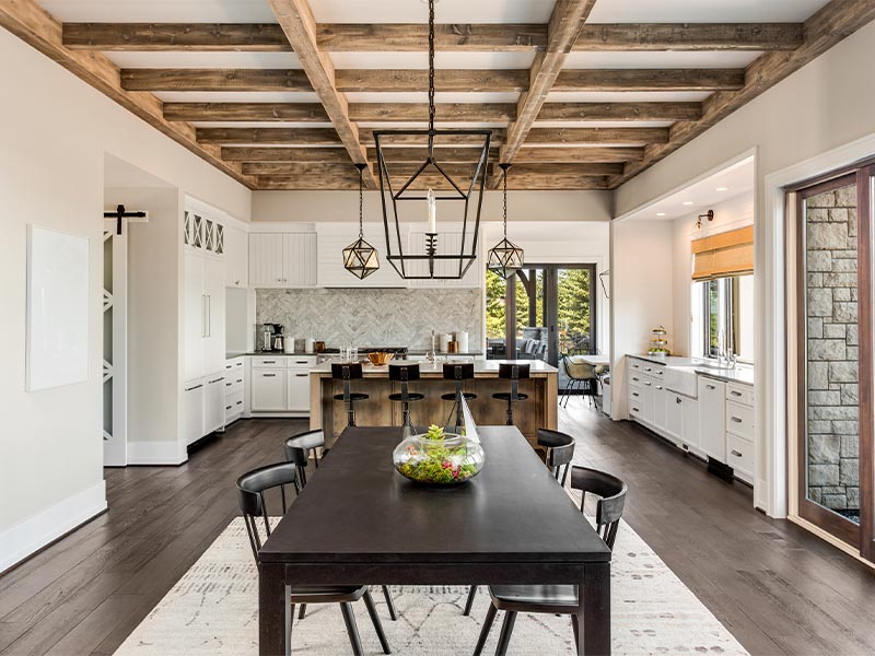 Simple Flat Coffered Ceiling Design For the Kitchen - Beautiful Homes