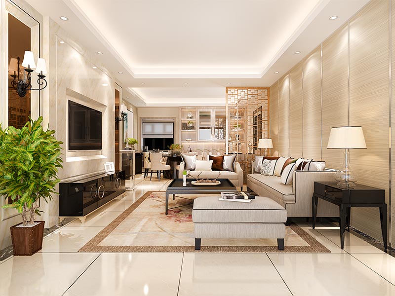 Simple Tray Coffered Ceiling for Living Room - Beautiful Homes