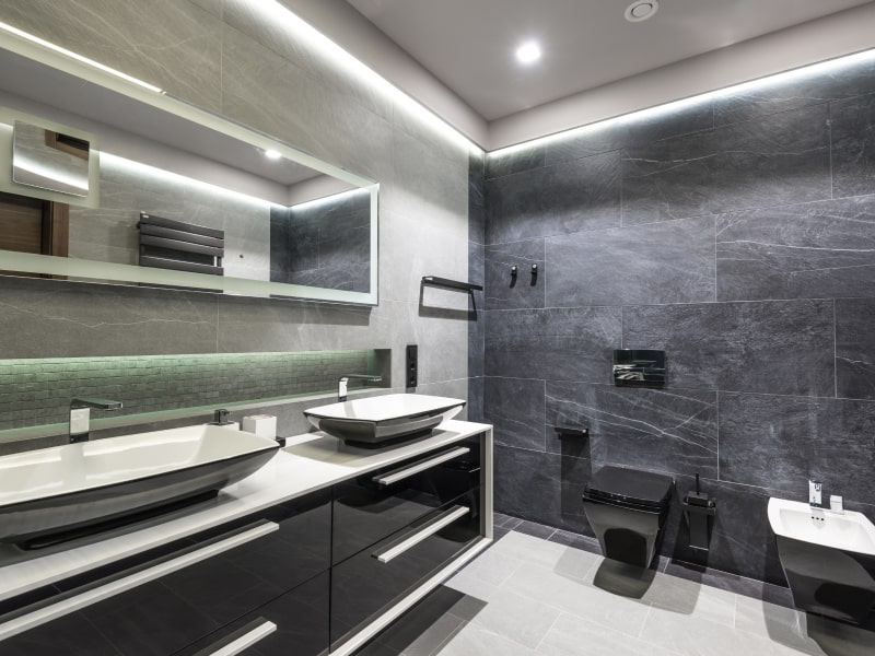Shiny Gray bathroom tiles design for your home - Beautiful Homes