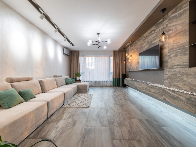 Wall mounted TV showcase wood design - Beautiful Homes