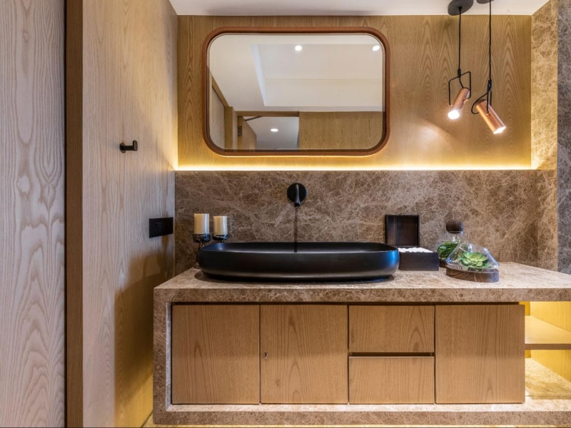 Sleek wash basin in black colour - Beautiful Homes