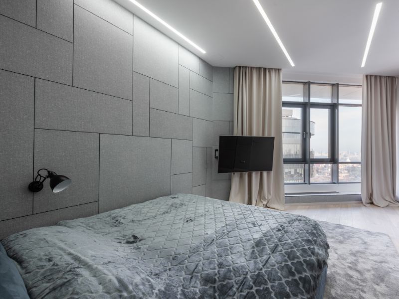 Grey toned wall POP design for bedroom - Beautiful Homes