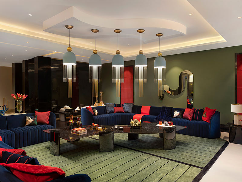 Abstract pop false ceiling design for the drawing room - Beautiful Homes