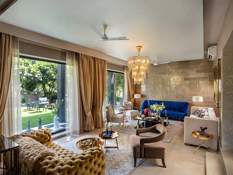 False ceiling design for drawing room with two fans - Beautiful Homes