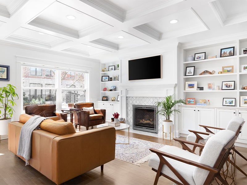 Coffered false ceiling design idea for the drawing room - Beautiful Homes