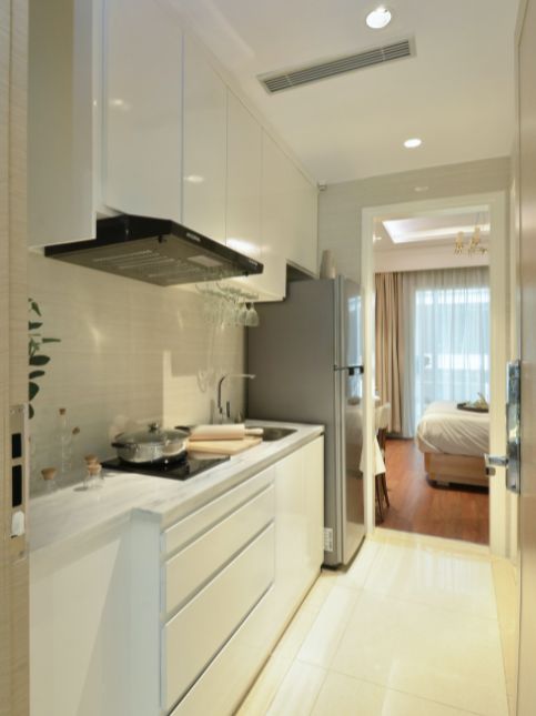 Small straight modular kitchen layout design - Beautiful Homes