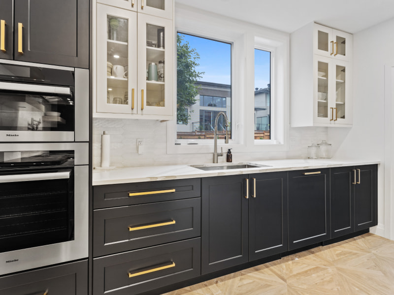 Use glass kitchen cabinets for storage & organizing - Beautiful Homes