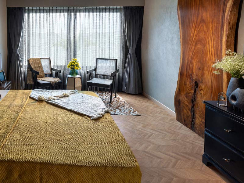 Parquet flooring pattern in a luxury bedroom design - Beautiful Homes
