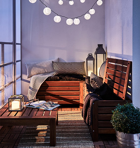 Install a bench with furnishing for small balcony furniture idea - Beautiful Homes