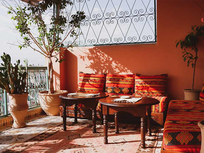 Balcony furniture with seating arrangement & center tables - Beautiful Homes