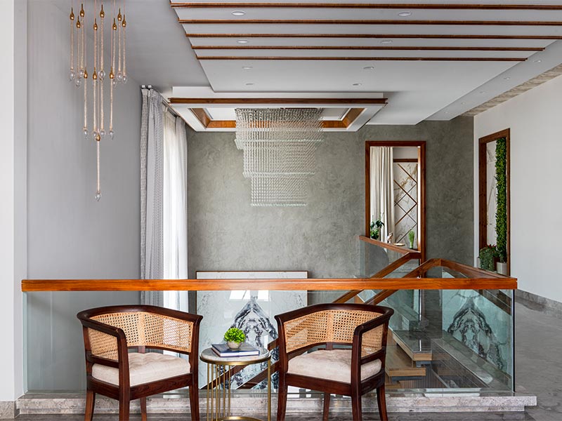 High Ceiling Room With Seating Area and Elegant Lighting  - Beautiful Homes